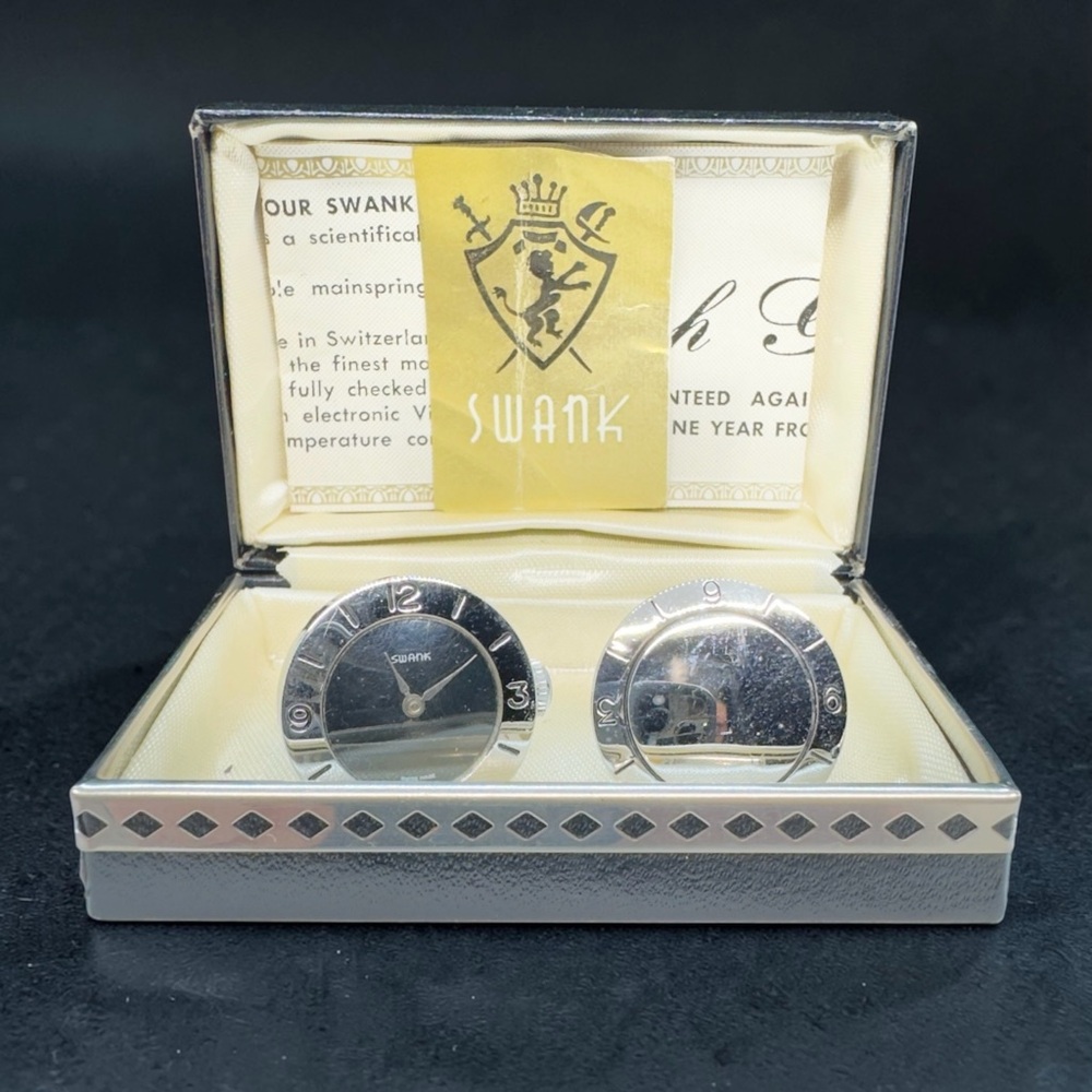 Vintage Unisex Swank Watch Cufflink Set in Original Presentation Box